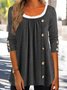 Casual Plain Autumn Lightweight Micro-Elasticity Daily Crew Neck Mid-long Regular Size Top for Women