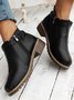 Women's Simple Plain Buckle Embellished Zip Booties