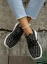 Plus Size Plaid Mesh Fabric Slip On Sneakers