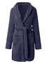 Plush Pajamas Solid Color Hooded Home Clothes Warm Robes Plus Size