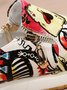 Women's Casual Printing Zip Up Flat Shoes