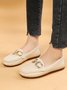 Plain Rhinestone Metal-embellished Faux Fur-lined Loafers