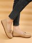 Plain Rhinestone Metal-embellished Faux Fur-lined Loafers