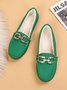Plain Rhinestone Metal-embellished Faux Fur-lined Loafers