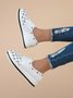 Classic Old Flower Abstract Graphic Studded Lace-up Shoes