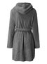 Plush Pajamas Solid Color Hooded Home Clothes Warm Robes Plus Size