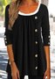 Casual Plain Autumn Lightweight Micro-Elasticity Daily Crew Neck Mid-long Regular Size Top for Women
