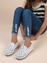 Classic Old Flower Abstract Graphic Studded Lace-up Shoes