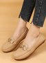 Plain Rhinestone Metal-embellished Faux Fur-lined Loafers