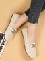 Plain Rhinestone Metal-embellished Faux Fur-lined Loafers