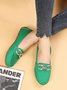 Plain Rhinestone Metal-embellished Faux Fur-lined Loafers