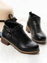Women's Simple Plain Buckle Embellished Zip Booties