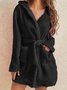 Plush Pajamas Solid Color Hooded Home Clothes Warm Robes Plus Size