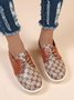 Classic Old Flower Abstract Graphic Studded Lace-up Shoes