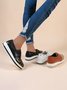 Classic Old Flower Abstract Graphic Studded Lace-up Shoes