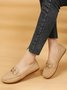 Plain Rhinestone Metal-embellished Faux Fur-lined Loafers