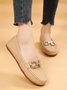 Plain Rhinestone Metal-embellished Faux Fur-lined Loafers