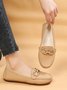 Plain Rhinestone Metal-embellished Faux Fur-lined Loafers