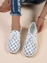 Classic Old Flower Abstract Graphic Studded Lace-up Shoes
