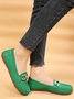 Plain Rhinestone Metal-embellished Faux Fur-lined Loafers