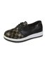 Classic Old Flower Abstract Graphic Studded Lace-up Shoes