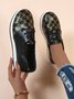 Classic Old Flower Abstract Graphic Studded Lace-up Shoes