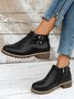 Women's Simple Plain Buckle Embellished Zip Booties