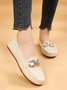 Plain Rhinestone Metal-embellished Faux Fur-lined Loafers