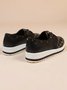 Classic Old Flower Abstract Graphic Studded Lace-up Shoes