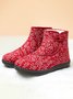 Ethnic Style Plant Graphics Warm Plus Velvet Outdoor Snow Boots