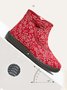 Ethnic Style Plant Graphics Warm Plus Velvet Outdoor Snow Boots
