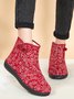 Ethnic Style Plant Graphics Warm Plus Velvet Outdoor Snow Boots