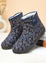 Ethnic Style Plant Graphics Warm Plus Velvet Outdoor Snow Boots