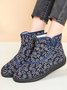 Ethnic Style Plant Graphics Warm Plus Velvet Outdoor Snow Boots