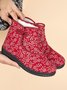 Ethnic Style Plant Graphics Warm Plus Velvet Outdoor Snow Boots