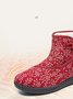 Ethnic Style Plant Graphics Warm Plus Velvet Outdoor Snow Boots