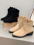 Vintage Suede Pointed Toe Chunky Heel Cowboy Boots