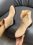 Vintage Suede Pointed Toe Chunky Heel Cowboy Boots