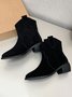 Vintage Suede Pointed Toe Chunky Heel Cowboy Boots