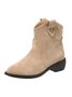 Vintage Suede Pointed Toe Chunky Heel Cowboy Boots