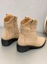 Vintage Suede Pointed Toe Chunky Heel Cowboy Boots