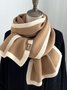 Casual Simple Contrast Color Woolen Scarf Autumn Winter Warm Accessories