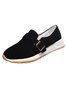 Casual Plain Color Buckle Strap Slip On Flat Sneakers