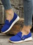 Casual Plain Color Buckle Strap Slip On Flat Sneakers