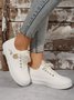 Women's Rose Printing Lace-Up Flat Sneakers