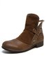 Anti-Suede Buckle Panel Vintage Insulated Booties