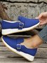 Casual Plain Color Buckle Strap Slip On Flat Sneakers