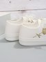 Women's Rose Printing Lace-Up Flat Sneakers