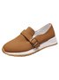 Casual Plain Color Buckle Strap Slip On Flat Sneakers