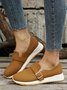 Casual Plain Color Buckle Strap Slip On Flat Sneakers
